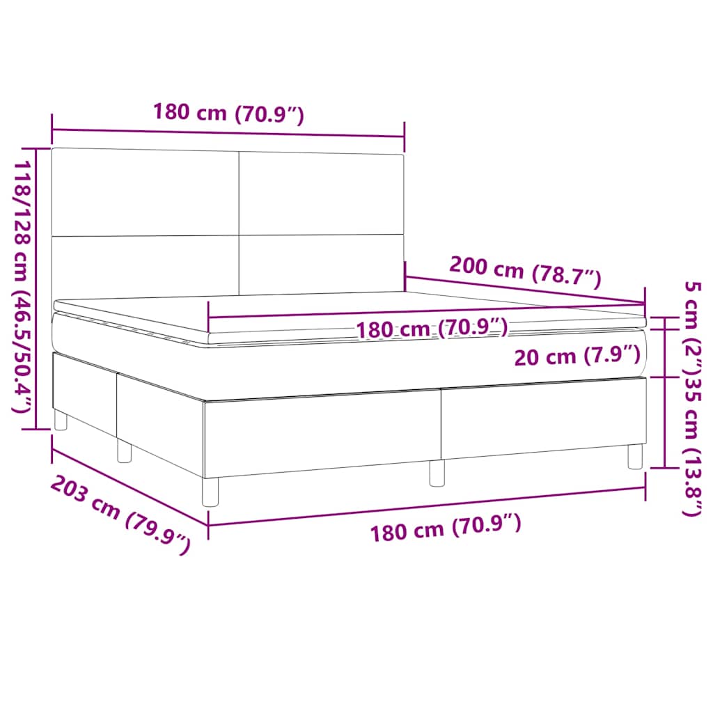 Κρεβάτι Boxspring με Στρώμα Σκούρο Πράσινο 180x200εκ. Βελούδινο