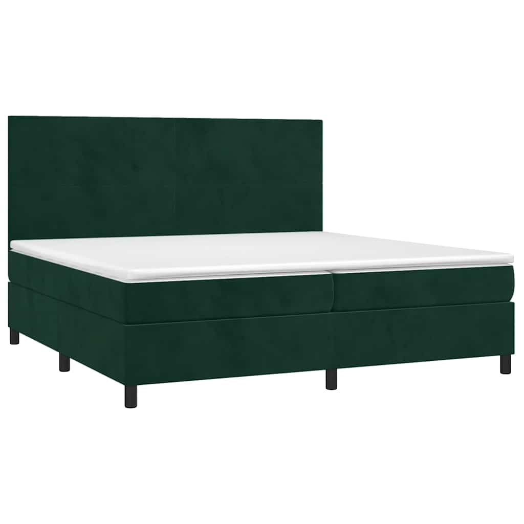 Κρεβάτι Boxspring με Στρώμα Σκούρο Πράσινο 200x200εκ. Βελούδινο