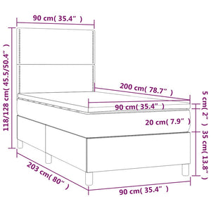 Κρεβάτι Boxspring με Στρώμα Σκούρο Πράσινο 90x200 εκ. Βελούδινο