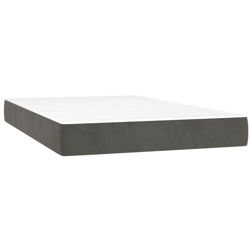 Κρεβάτι Boxspring με Στρώμα Σκούρο Γκρι 120x200 εκ. Βελούδινο - Pakobazaar