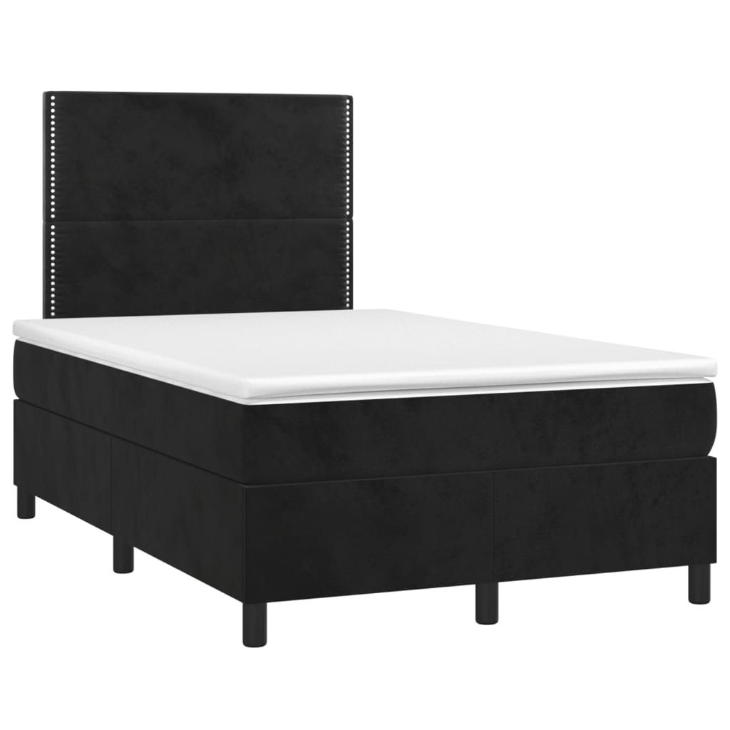 Κρεβάτι Boxspring με Στρώμα Μαύρο 120 x 200 εκ. Βελούδινο