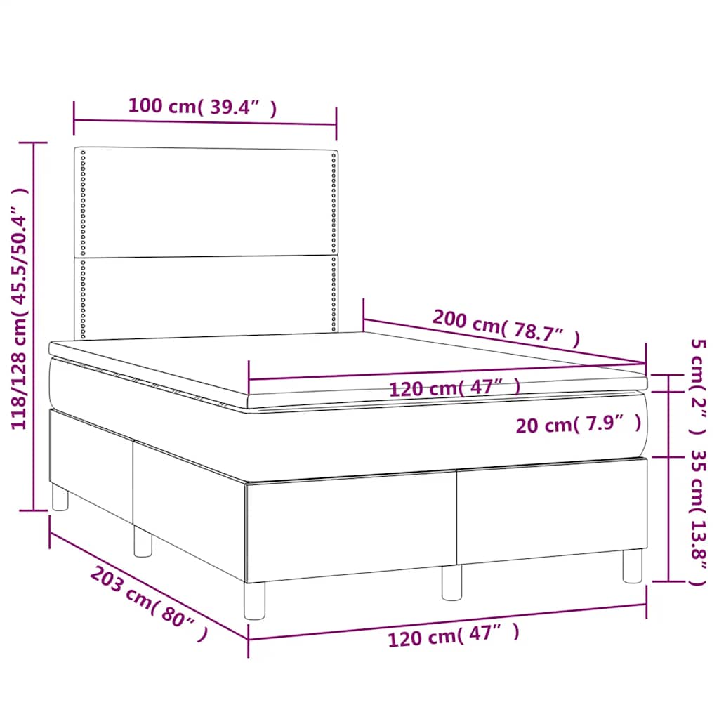 Κρεβάτι Boxspring με Στρώμα Σκούρο Πράσινο 120x200εκ. Βελούδινο