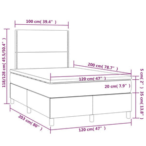 Κρεβάτι Boxspring με Στρώμα Σκούρο Μπλε 120x200 εκ. Βελούδινο