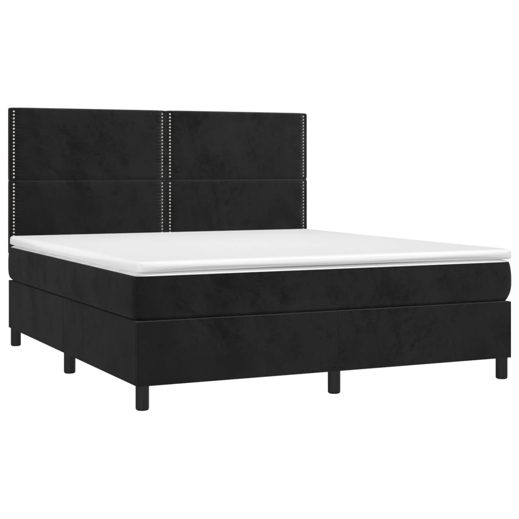 Κρεβάτι Boxspring με Στρώμα Μαύρο 160x200 εκ. Βελούδινο