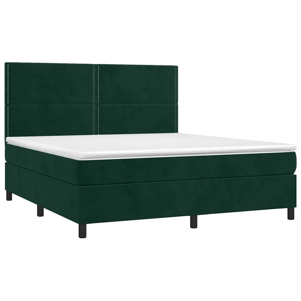 Κρεβάτι Boxspring με Στρώμα Σκούρο Πράσινο 160x200εκ. Βελούδινο