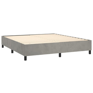 Κρεβάτι Boxspring με Στρώμα Ανοιχτό Γκρι 180x200 εκ. Βελούδινο