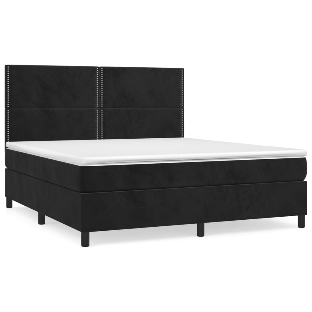Κρεβάτι Boxspring με Στρώμα Μαύρο 180x200 εκ. Βελούδινο