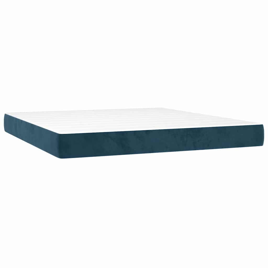 Κρεβάτι Boxspring με Στρώμα Σκούρο Μπλε 180x200 εκ. Βελούδινο