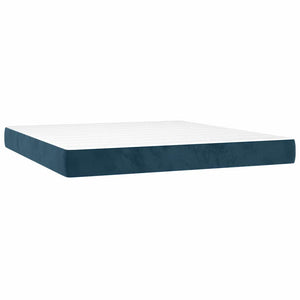 Κρεβάτι Boxspring με Στρώμα Σκούρο Μπλε 180x200 εκ. Βελούδινο