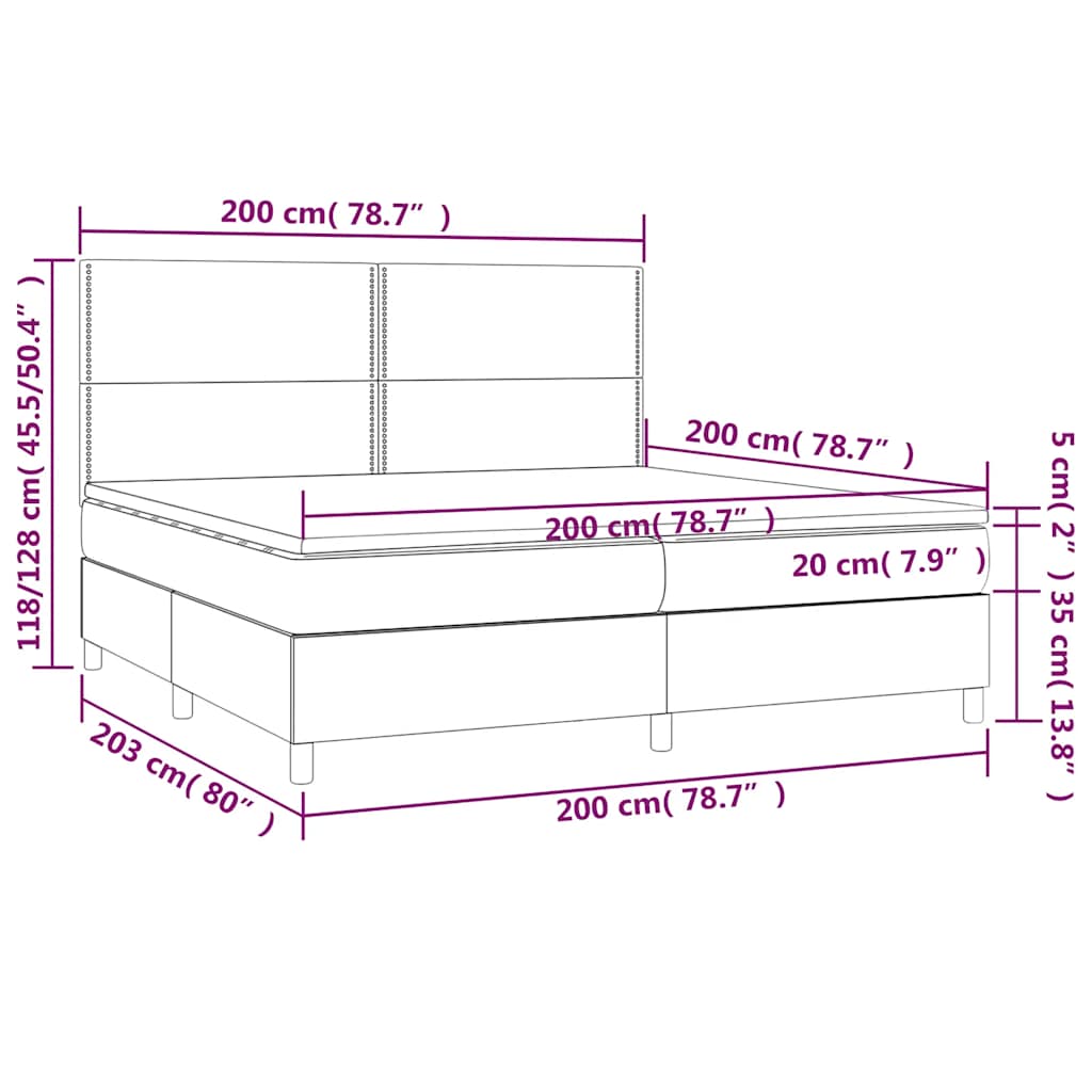 Κρεβάτι Boxspring με Στρώμα Σκούρο Πράσινο 200x200εκ. Βελούδινο