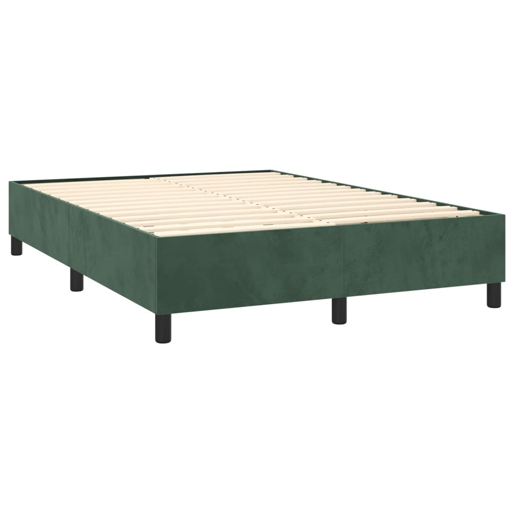 Κρεβάτι Boxspring με Στρώμα Σκούρο Πράσινο 140x190εκ. Βελούδινο