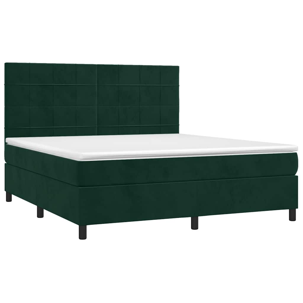 Κρεβάτι Boxspring με Στρώμα Σκούρο Πράσινο 160x200εκ. Βελούδινο