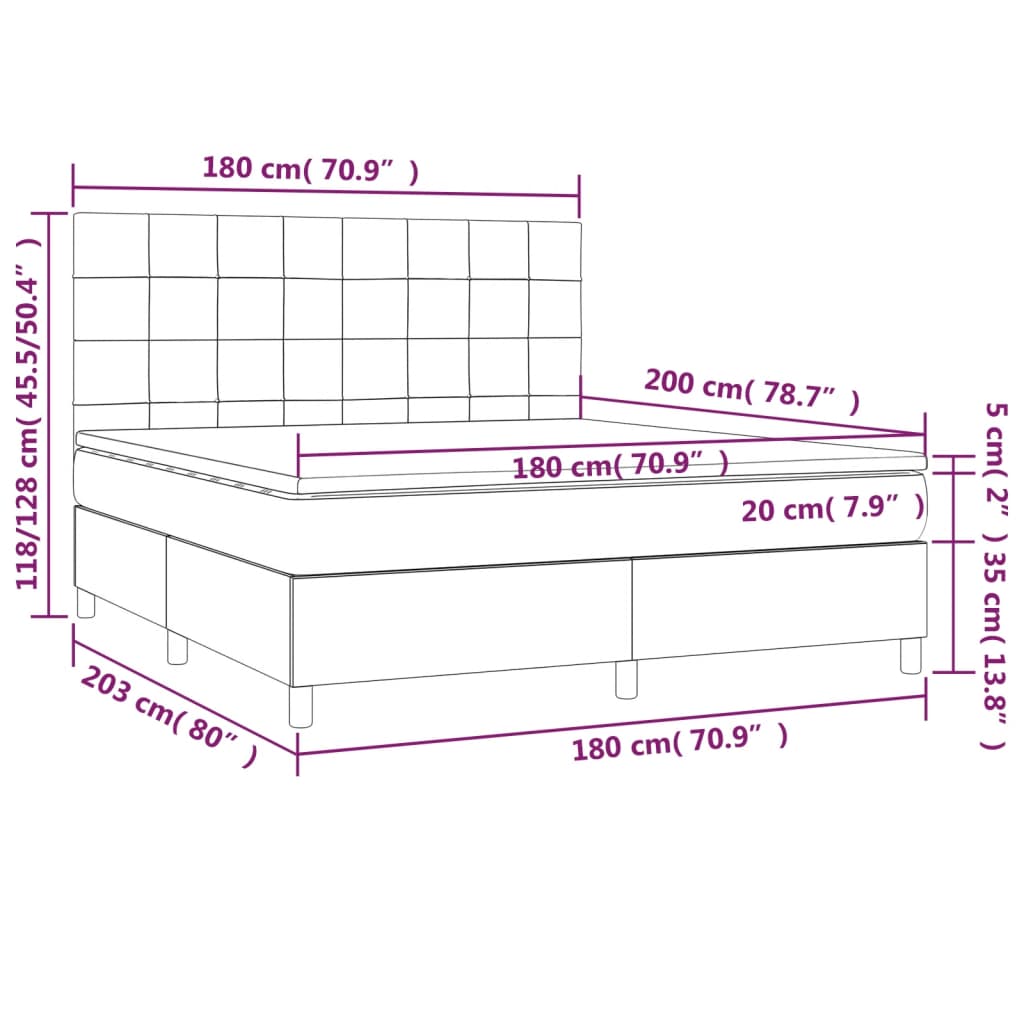 Κρεβάτι Boxspring με Στρώμα Σκούρο Μπλε 180x200 εκ. Βελούδινο