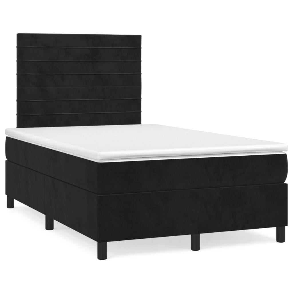 Κρεβάτι Boxspring με Στρώμα Μαύρο 120 x 200 εκ. Βελούδινο