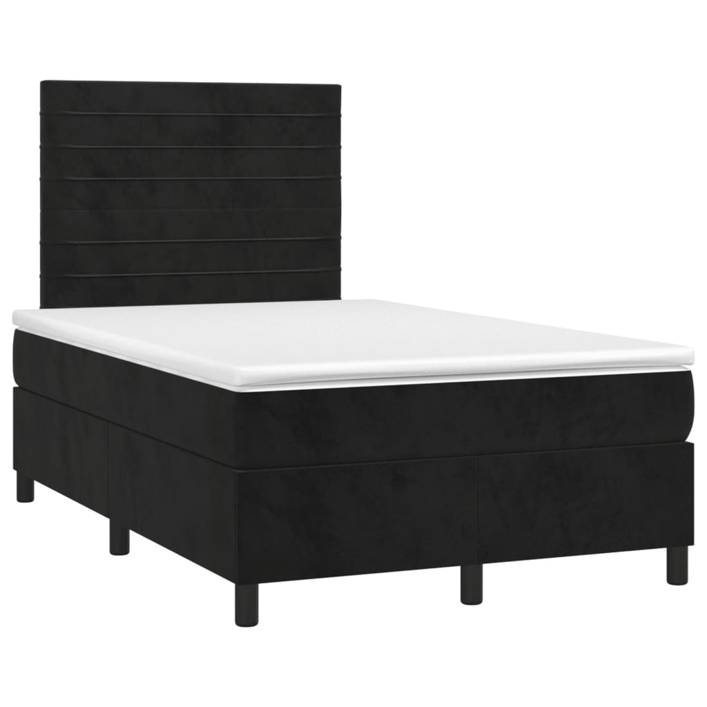 Κρεβάτι Boxspring με Στρώμα Μαύρο 120 x 200 εκ. Βελούδινο