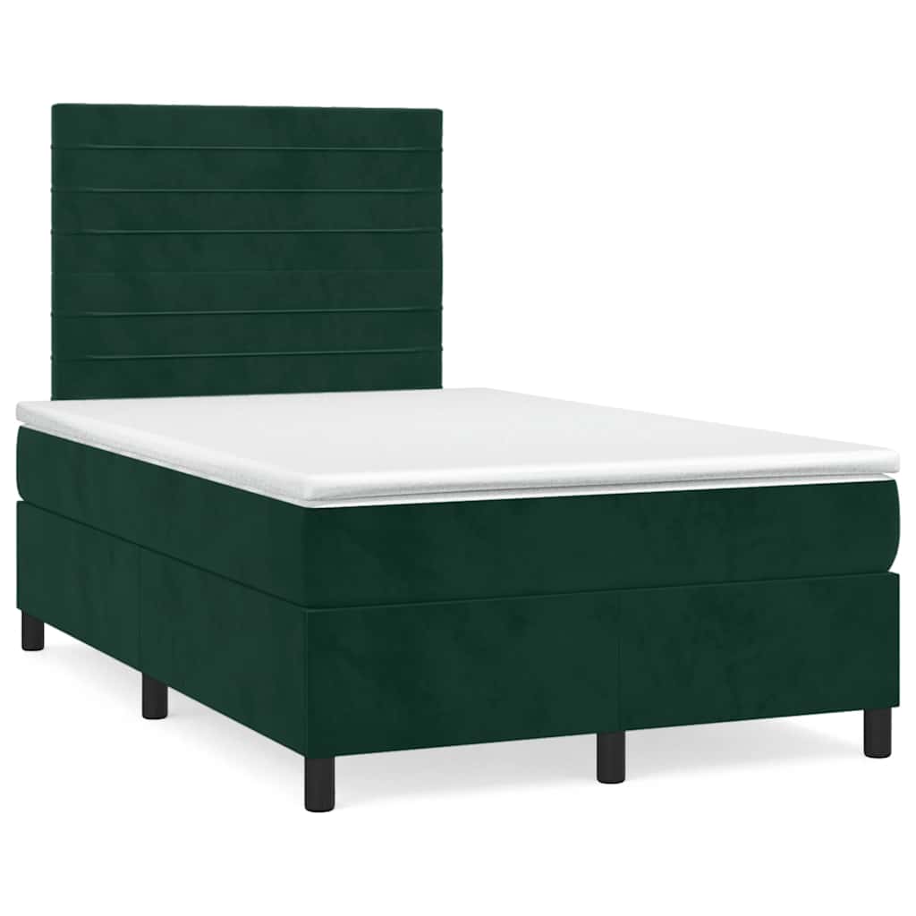 Κρεβάτι Boxspring με Στρώμα Σκούρο Πράσινο 120x200εκ. Βελούδινο