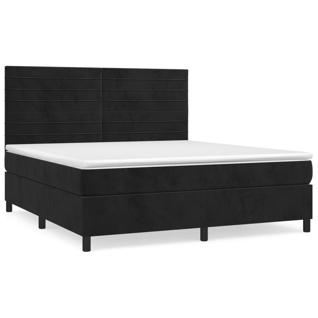 Κρεβάτι Boxspring με Στρώμα Μαύρο 160x200 εκ. Βελούδινο