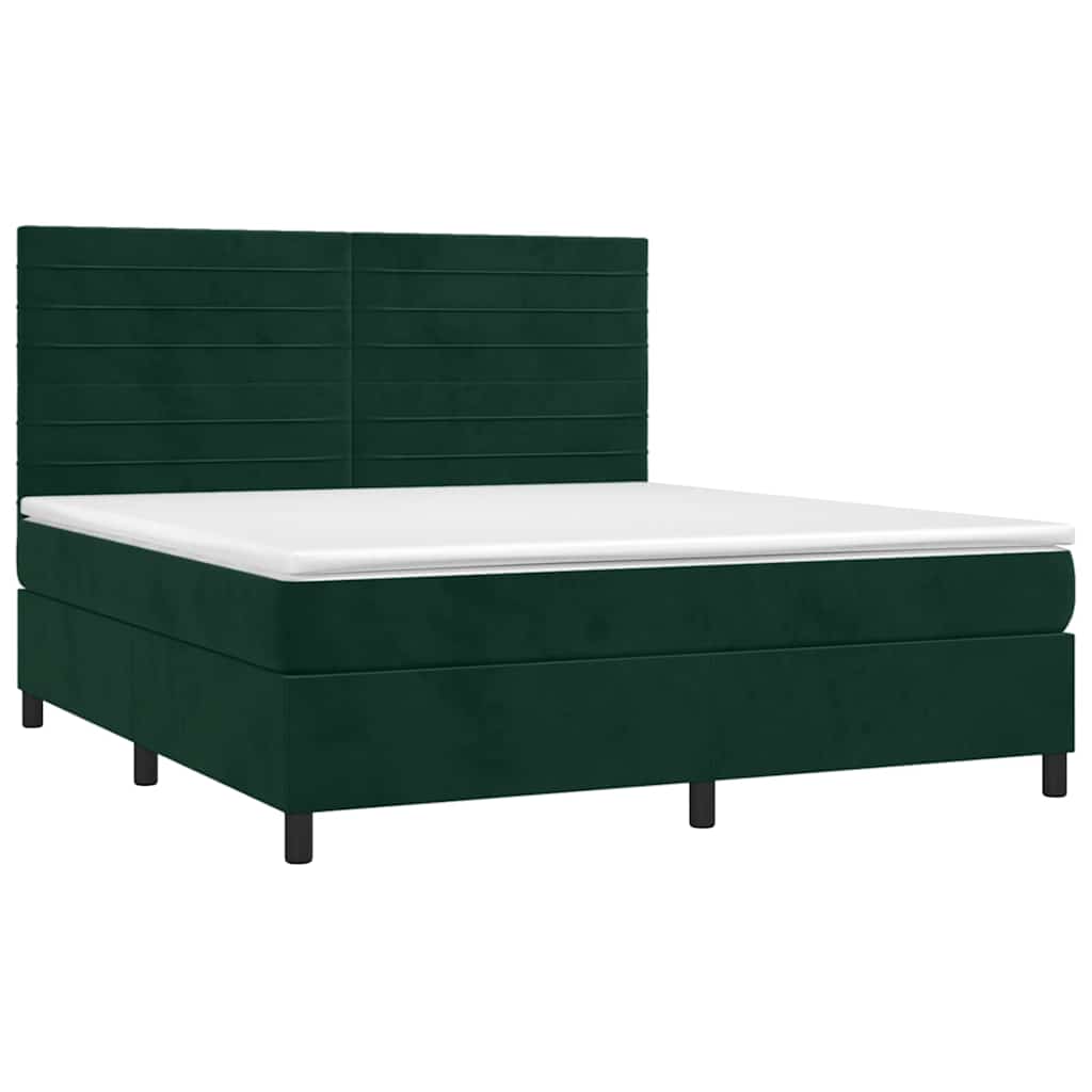 Κρεβάτι Boxspring με Στρώμα Σκούρο Πράσινο 180x200εκ. Βελούδινο