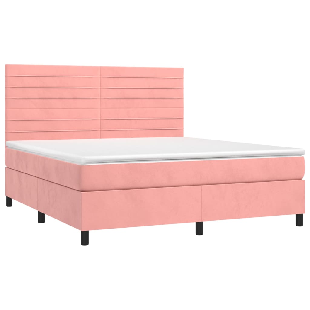Κρεβάτι Boxspring με Στρώμα Ροζ 180x200 εκ. Βελούδινο