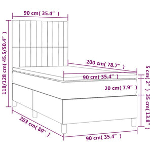 Κρεβάτι Boxspring με Στρώμα Σκούρο Πράσινο 90x200 εκ. Βελούδινο - Pakobazaar