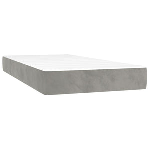 Κρεβάτι Boxspring με Στρώμα Ανοιχτό Γκρι 100x200 εκ. Βελούδινο
