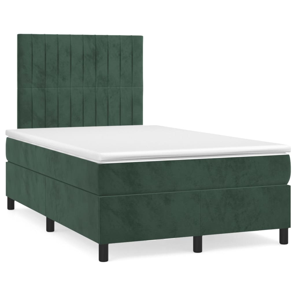 Κρεβάτι Boxspring με Στρώμα Σκούρο Πράσινο 120x200εκ. Βελούδινο