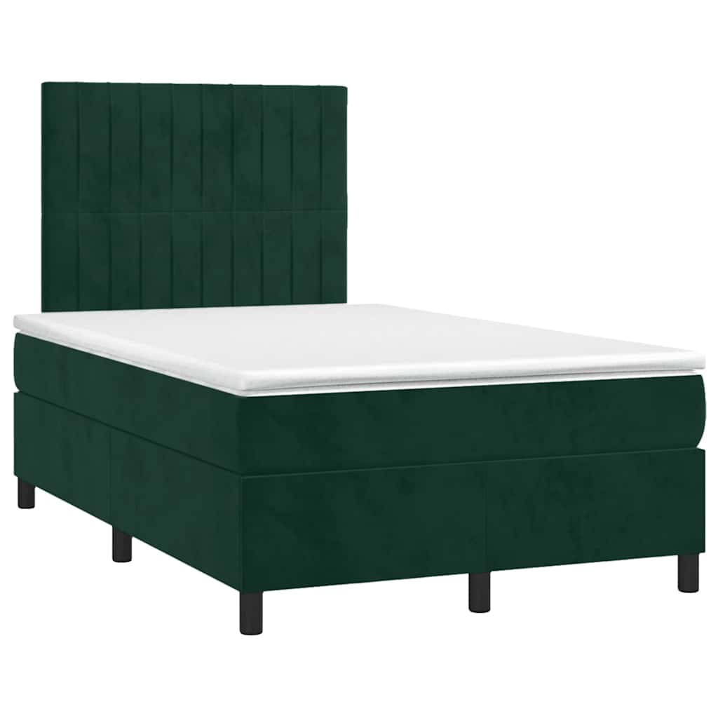 Κρεβάτι Boxspring με Στρώμα Σκούρο Πράσινο 120x200εκ. Βελούδινο