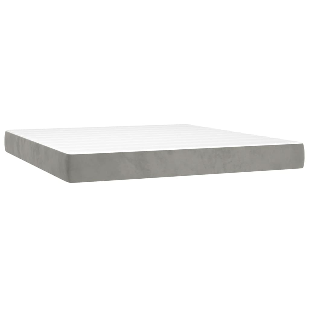 Κρεβάτι Boxspring με Στρώμα Ανοιχτό Γκρι 180x200 εκ. Βελούδινο