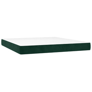 Κρεβάτι Boxspring με Στρώμα Σκούρο Πράσινο 180x200εκ. Βελούδινο