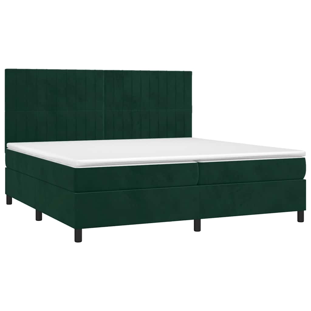 Κρεβάτι Boxspring με Στρώμα Σκούρο Πράσινο 200x200εκ. Βελούδινο