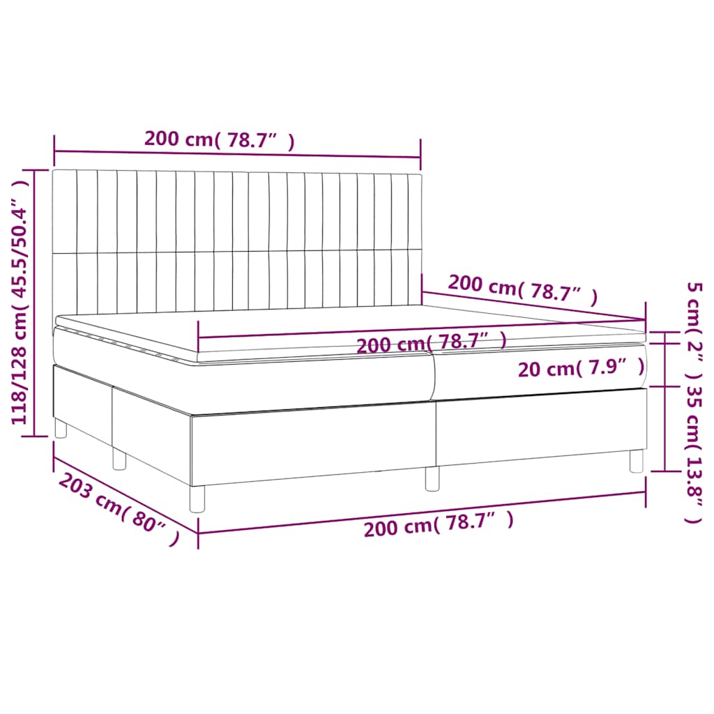 Κρεβάτι Boxspring με Στρώμα Σκούρο Πράσινο 200x200εκ. Βελούδινο