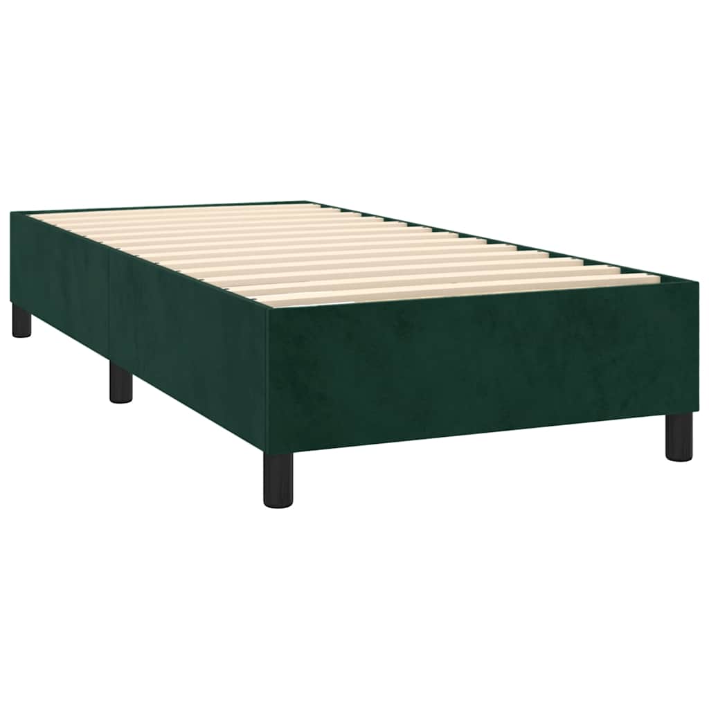 Κρεβάτι Boxspring με Στρώμα Σκούρο Πράσινο 90x190 εκ. Βελούδινο