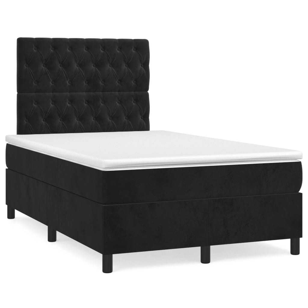 Κρεβάτι Boxspring με Στρώμα Μαύρο 120 x 200 εκ. Βελούδινο