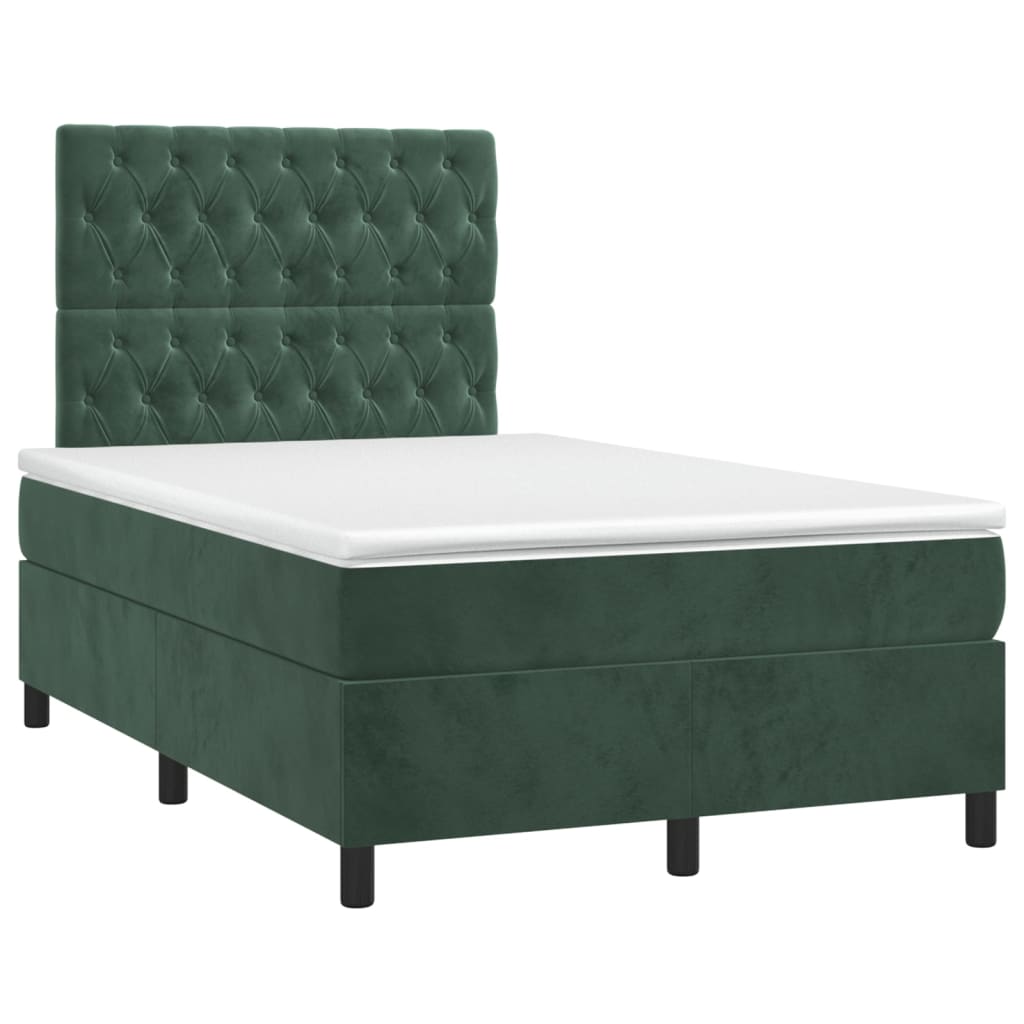 Κρεβάτι Boxspring με Στρώμα Σκούρο Πράσινο 120x200εκ. Βελούδινο
