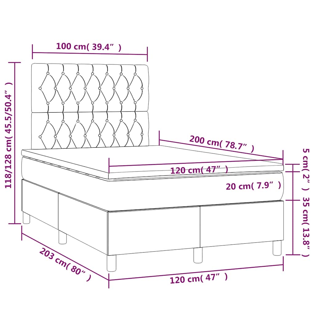 Κρεβάτι Boxspring με Στρώμα Σκούρο Πράσινο 120x200εκ. Βελούδινο