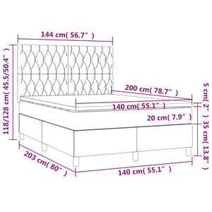 Κρεβάτι Boxspring με Στρώμα Μαύρο 140x200 εκ. Βελούδινο