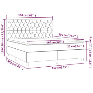 Κρεβάτι Boxspring με Στρώμα Μαύρο 160x200 εκ. Βελούδινο