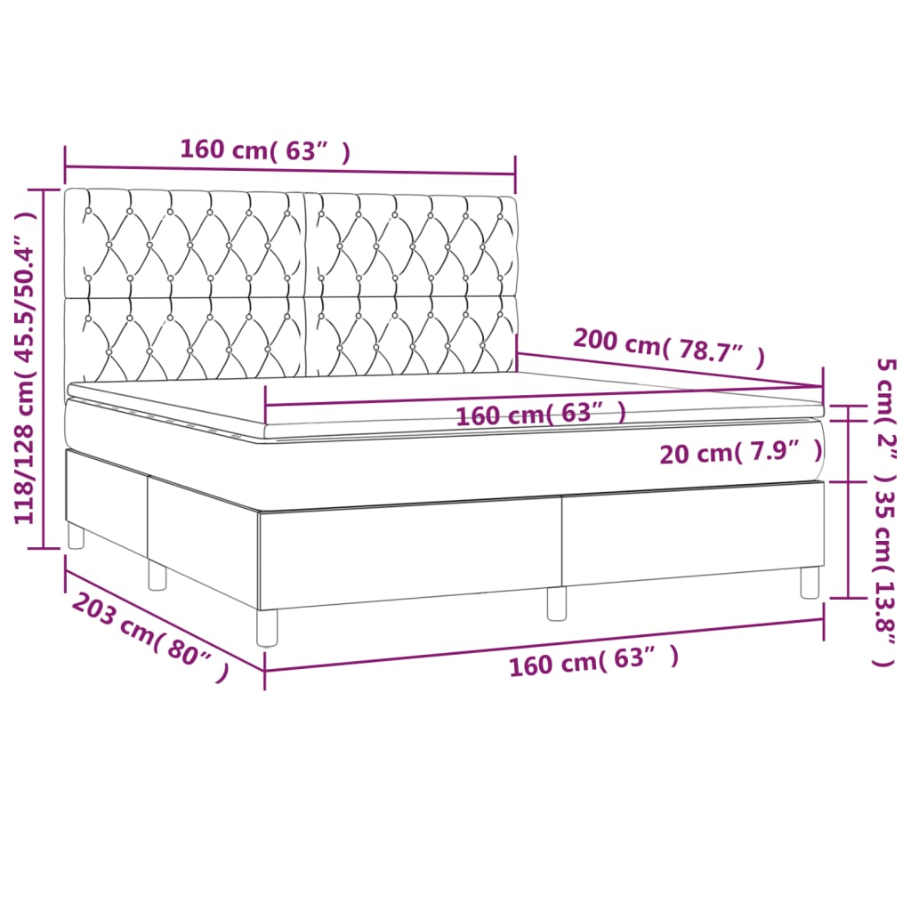 Κρεβάτι Boxspring με Στρώμα Ροζ 160x200 εκ. Βελούδινο