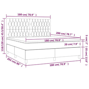 Κρεβάτι Boxspring με Στρώμα Σκούρο Μπλε 180x200 εκ. Βελούδινο - Pakobazaar