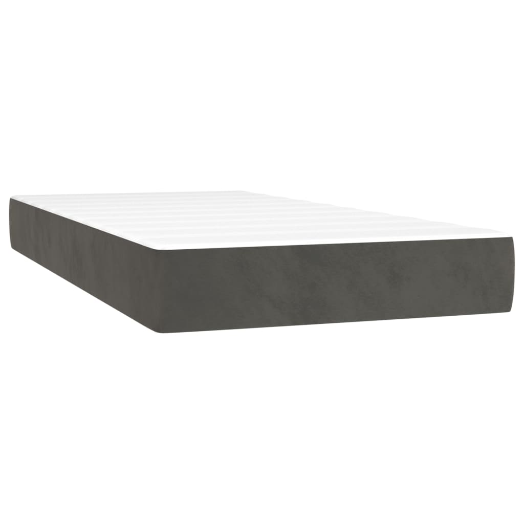 Κρεβάτι Boxspring με Στρώμα Σκούρο Γκρι 200x200 εκ. Βελούδινο - Pakobazaar