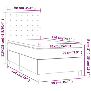 Κρεβάτι Boxspring με Στρώμα Σκούρο Πράσινο 90x190 εκ. Βελούδινο