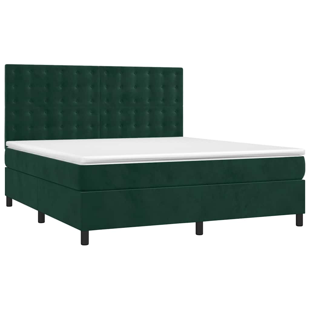 Κρεβάτι Boxspring με Στρώμα Σκούρο Πράσινο 180x200εκ. Βελούδινο