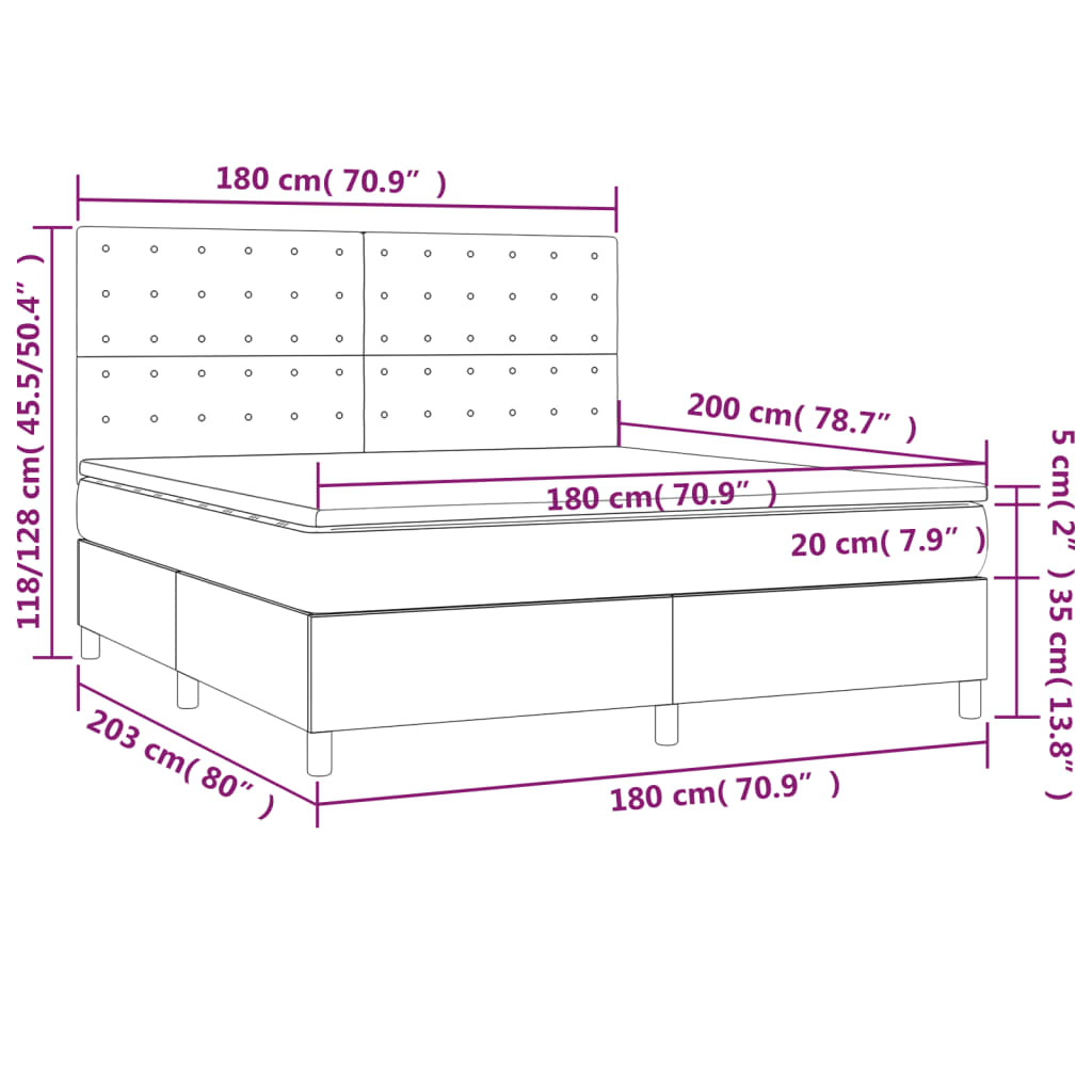 Κρεβάτι Boxspring με Στρώμα Σκούρο Μπλε 180x200 εκ. Βελούδινο