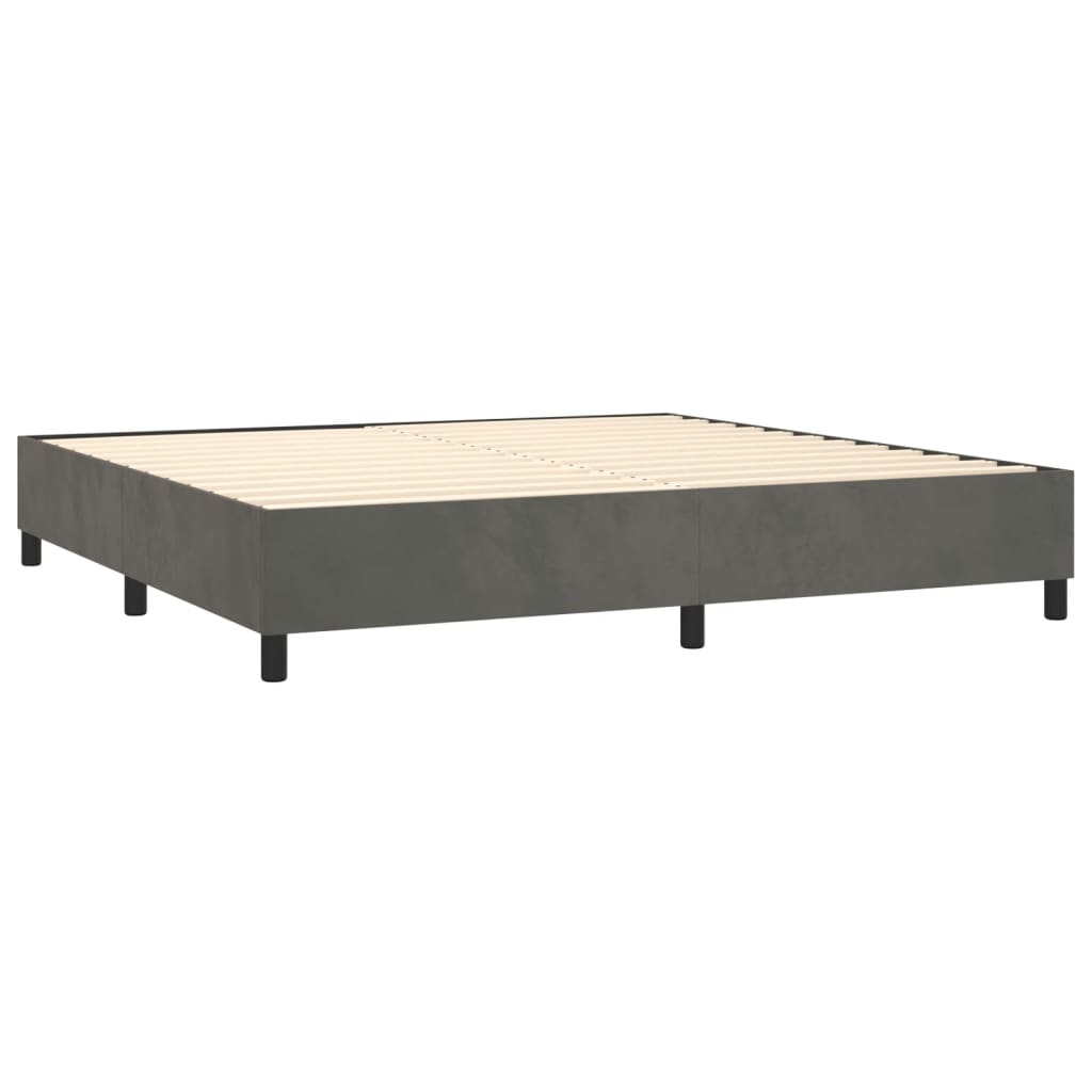 Κρεβάτι Boxspring με Στρώμα Σκούρο Γκρι 200x200 εκ. Βελούδινο - Pakobazaar