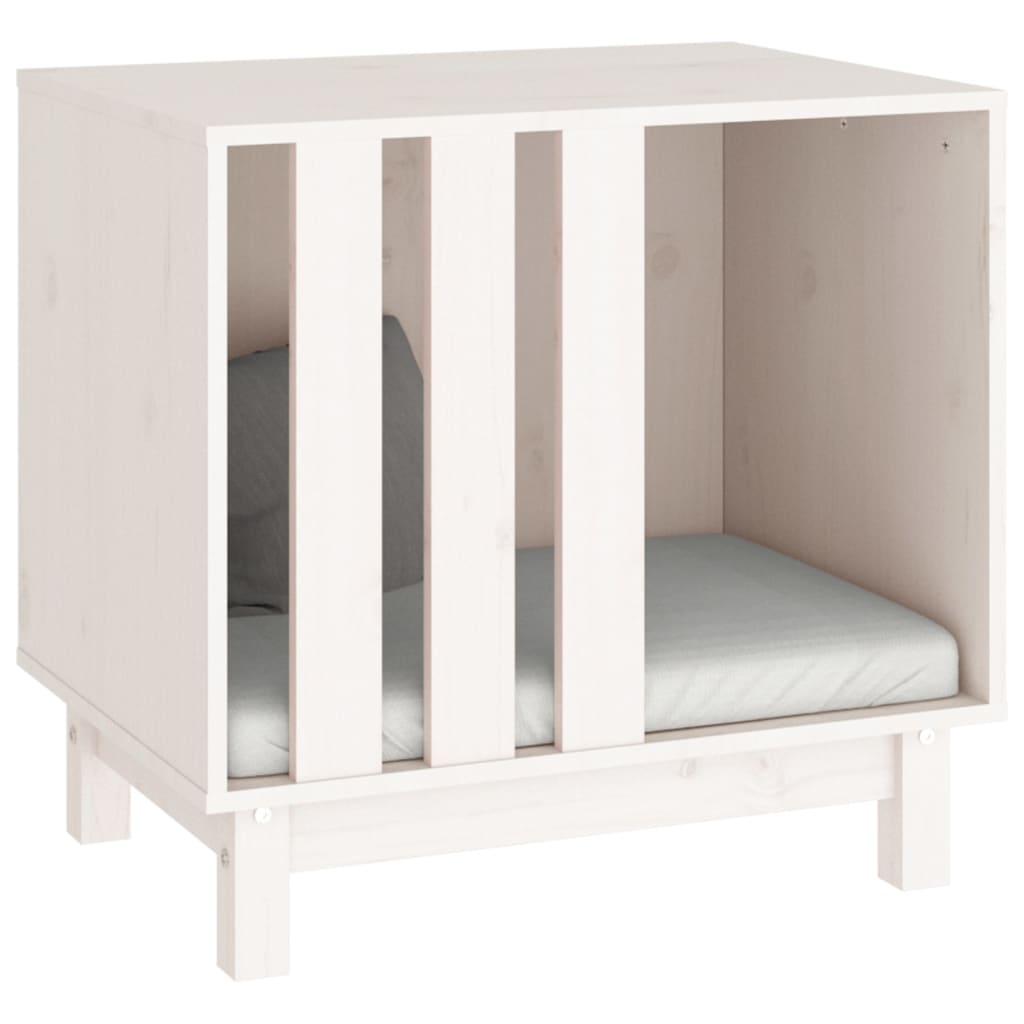 Σπιτάκι Σκύλου Λευκό 60 x 45 x 57 εκ. από Μασίφ Ξύλο Πεύκου