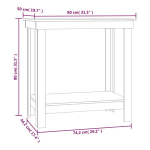 Πάγκος Εργασίας Μαύρος 80x50x80 εκ. από Μασίφ Ξύλο Πεύκου - Pakobazaar
