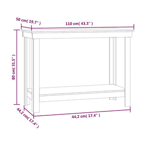 Πάγκος Εργασίας Μελί Καφέ 110 x 50 x 80 εκ. Μασίφ Ξύλο Πεύκο