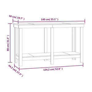 Πάγκος Εργασίας Λευκός 140x50x80 εκ. από Μασίφ Ξύλο Πεύκου