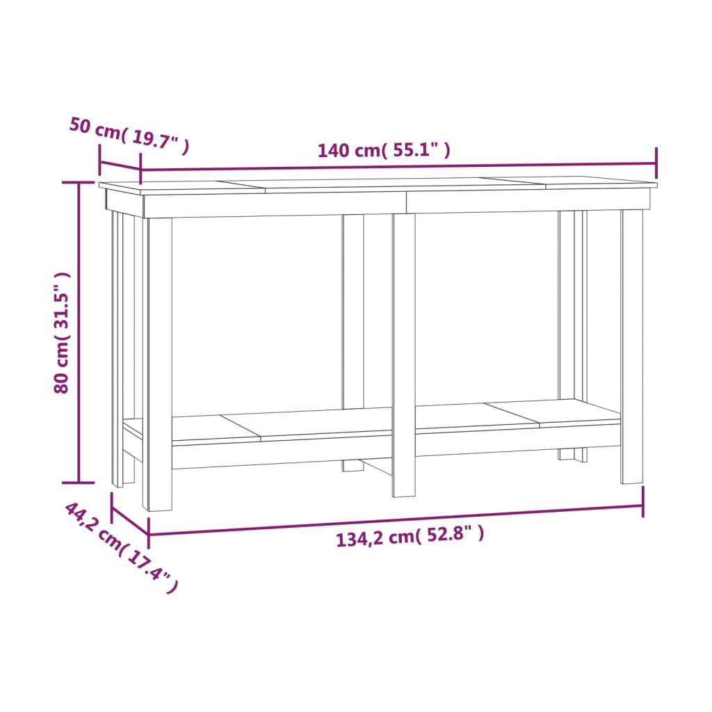Πάγκος Εργασίας Γκρι 140x50x80 εκ. από Μασίφ Ξύλο Πεύκου