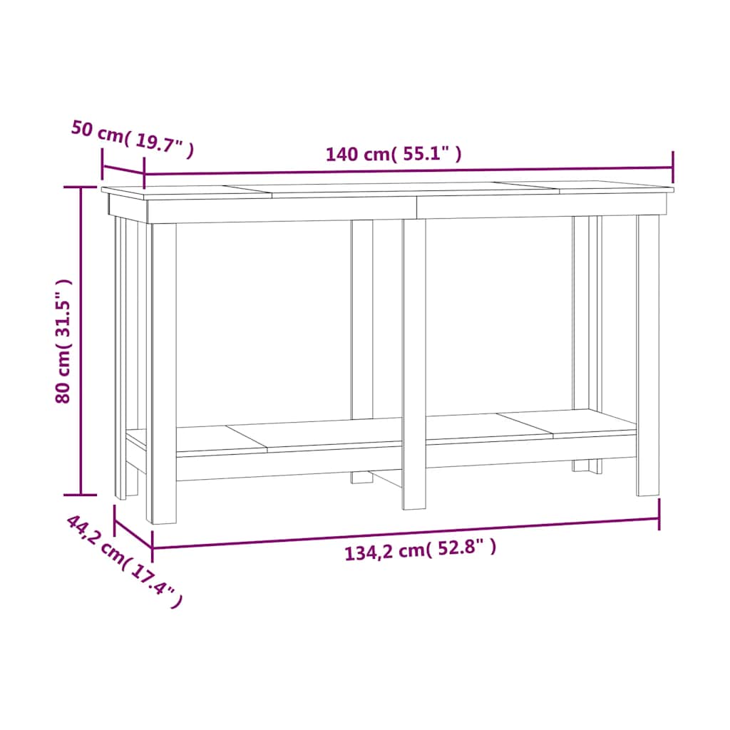 Πάγκος Εργασίας Μελί Καφέ 140 x 50 x 80 εκ. Μασίφ Ξύλο Πεύκο - Pakobazaar